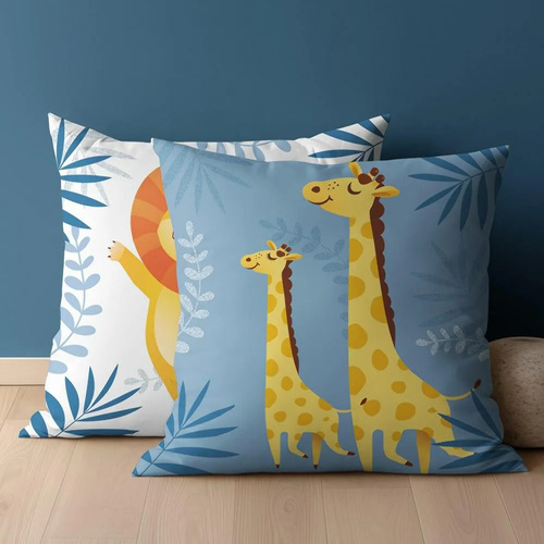 Poszewka bawełniana PSBA 20A Mayamoo 26 Żyrafy Lew Detexpol niebieski