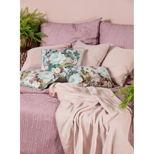 Pościel z bawełny z ozdobnymi przeszyciami Avinion 8 Eurofirany wrzosowy