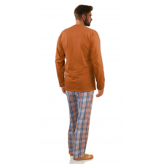 Bawełniana piżama męska z długim rękawem 2527/04 Sesto Senso - rudy brąz
