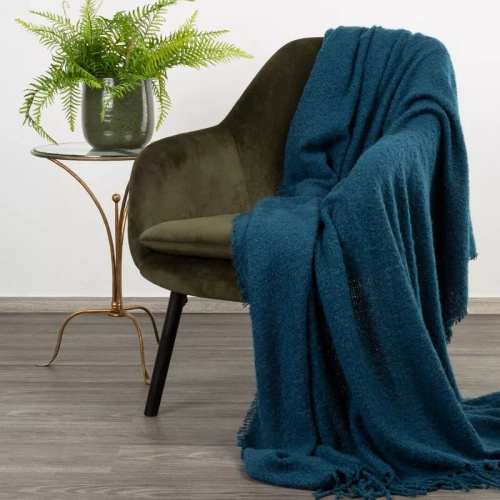 Koc narzuta imitująca buklę Bela Eurofirany granatowy 