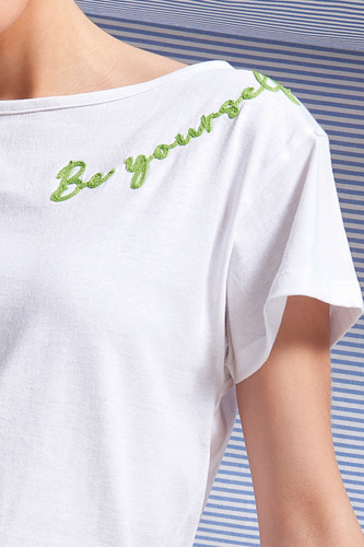 Sunari Sorbetto różowa  – bawełniana piżama damska z haftem i szortami w kratkę