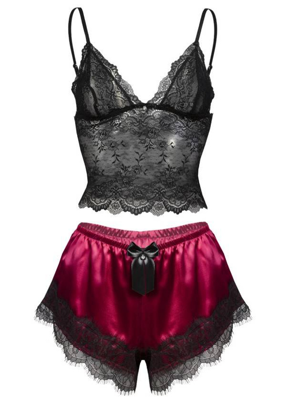 Piżama Damska Satynowa Estera DKaren - bordo