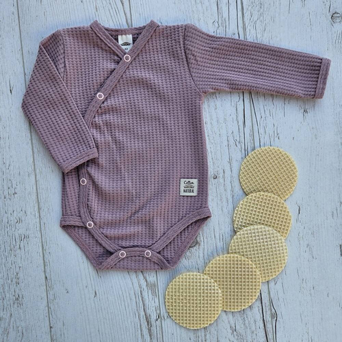 Body baby z długim rękawem  "Natural Waffel" Makoma pink