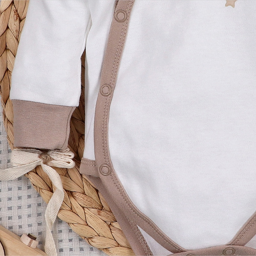 Body niemowlęce kopertowe Nini Sky Journey ecru | 100% bawełna organiczna