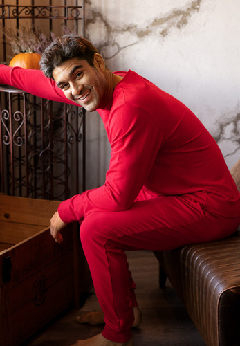 Komplet Męski Justin Dkaren czerwony