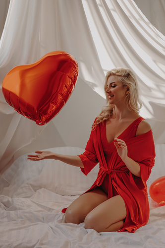 Damski szlafrok Maddalena Teyli - czerwony 