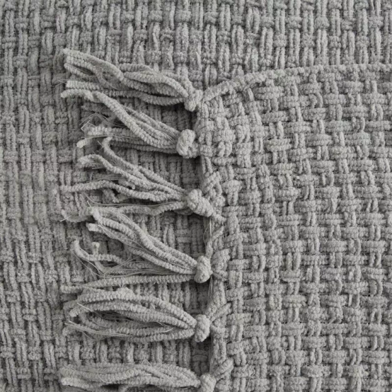 Koc tkany narzuta z frędzlami Suzi Eurofirany popielaty