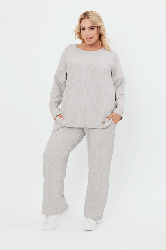 Komplet Damski długi rękaw, długie spodnie Avira Italian Fashion - jasny melanż