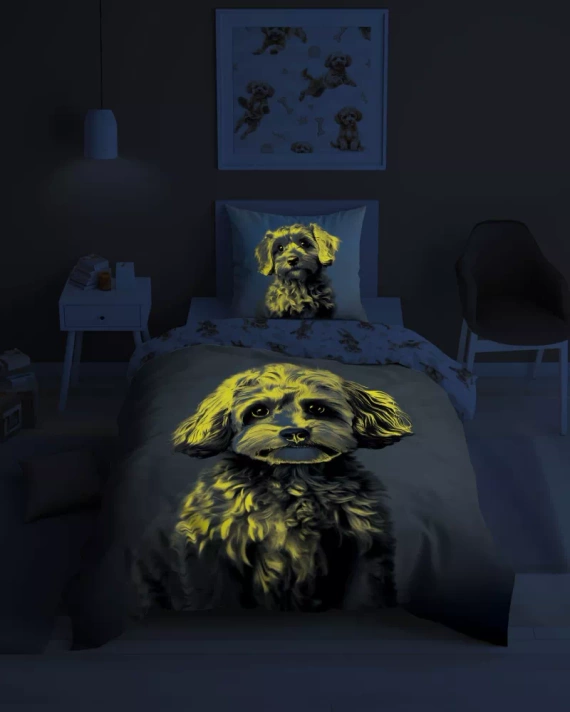 Pościel bawełniana świecąca w ciemności 5421 A Rudy Piesek Detexpol