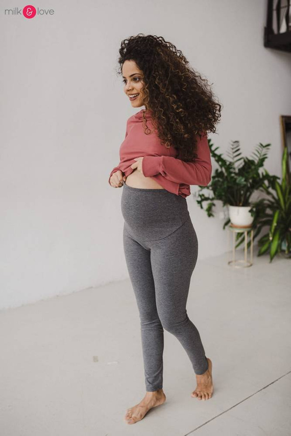 Legginsy ciążowe z wysokim pasem Milk&Love ciemny szary melanż