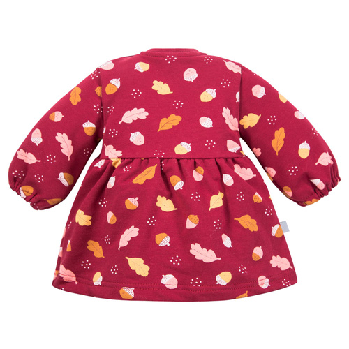Fluffy Tails Eevi – Sukienka dziecięca bordo, bawełna, druk, długi rękaw