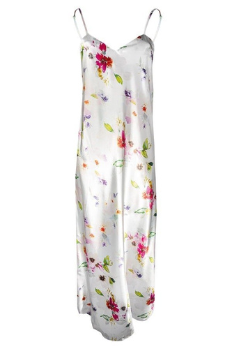 Długa halka satynowa Flowers DKaren - DK-HI 10 biały