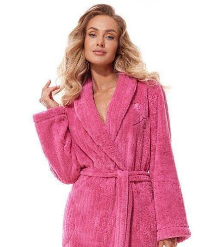 Długi Szlafrok Damski 2323 monique L&L -wiśniowy