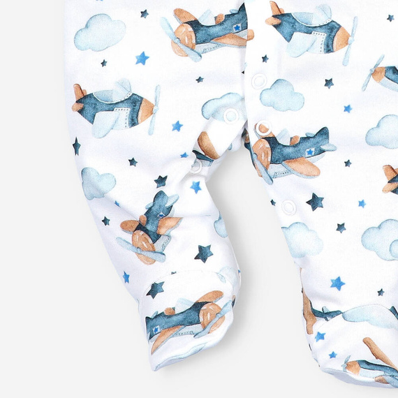 Pajacyk chłopięcy bawełniany Samoloty Nini druk