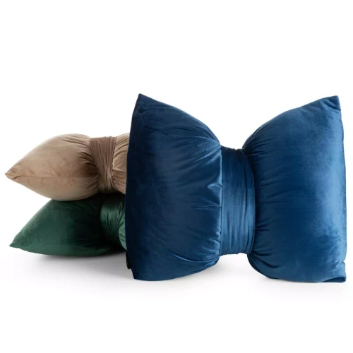 Eurofirany Poduszka świąteczna 45x55 granatowa  welwet, ozdobna kokarda