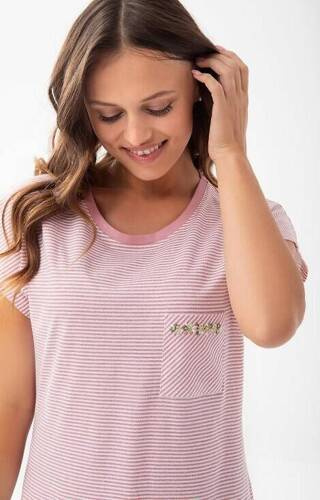 Koszula Nocna z Krótkim Rękawem 203 Luna - różowa