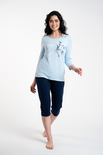 Piżama Damska 3/4 rękaw, 3/4 spodnie Arietta Italian Fashion - niebieski 