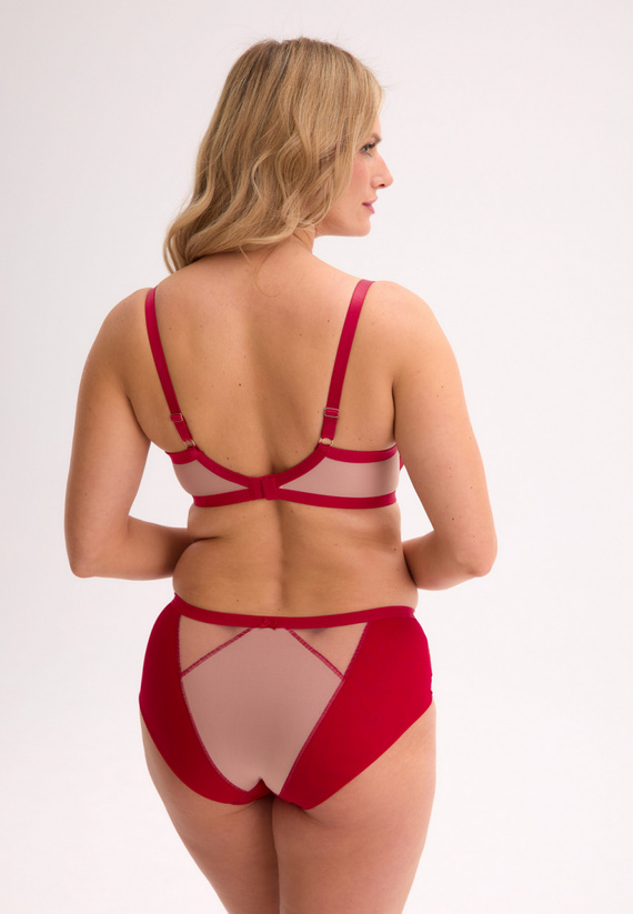 Biustonosz BS 1273 Aina semi soft z koronką i siateczką – komfort i elegancja- czerwony