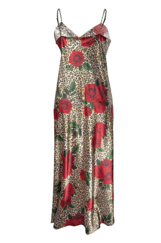 Długa halka satynowa Flowers  DKaren - DK-HI6 ecru