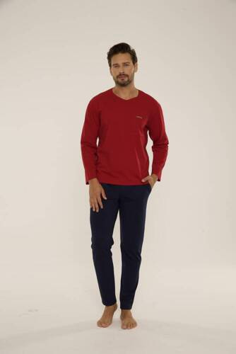 Piżama Męska 683 Kevin De Lafense - bordo- granat