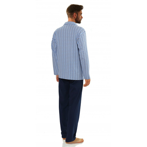 Bawełniana piżama męska, rozpinana 2210/16 Sesto Senso - granatowy