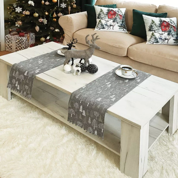 Bieżnik świąteczny Zimowa magia Markizeta szary