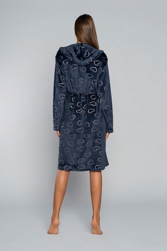 Szlafrok damski z kieszeniami Eliksir Italian Fashion - czerwony/druk 