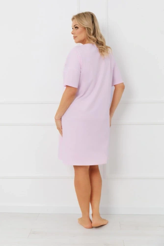 Bawełniana koszula nocna ERULA Italian Fashion plus size krótki rękaw- różowa