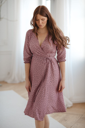 Sukienka ciążowa i do karmienia rękaw 3/4  Milk Shake Milk&Love liliowa w groszki