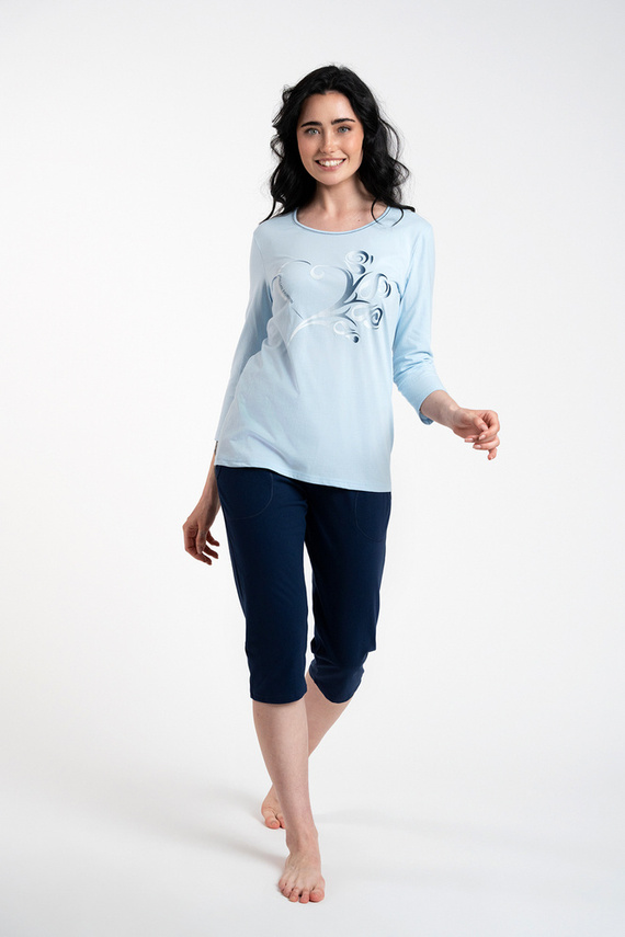 Piżama Damska 3/4 rękaw, 3/4 spodnie Arietta Italian Fashion - niebieski