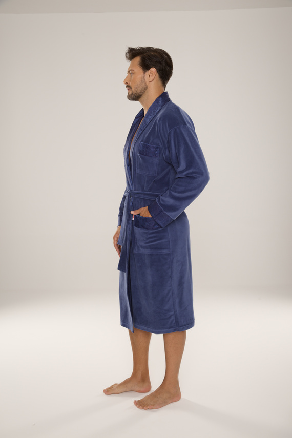 De Lafense Noble 868 – szlafrok męski welurowy elegancki, praktyczny, wygodny, jeans