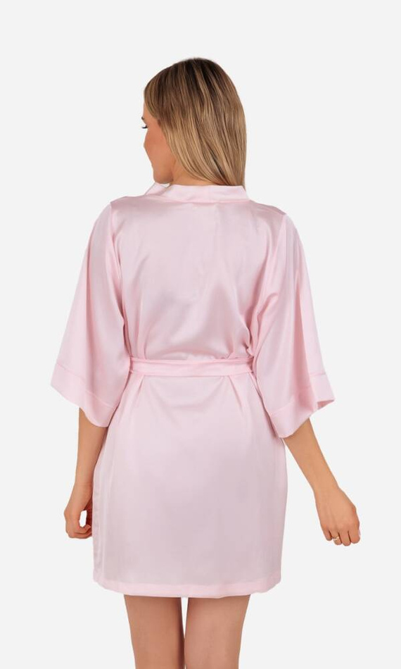 Szlafrok damski satynowy Liza ByShelly - pudrowy róż