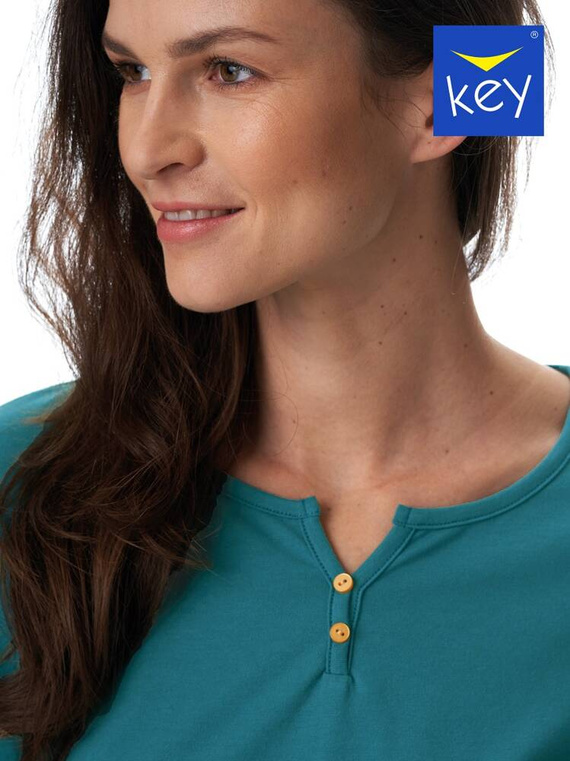 Rozpinana Piżama Damska LNS 408 Key - zielony/kratka