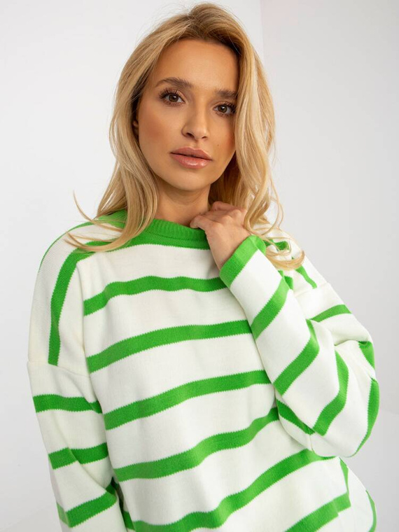 Sweter damski w paski LC-SW-2212.97P Paris - zielony