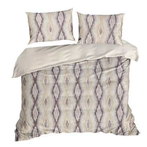 Pościel satynowa Nika 24 geometria Eurofirany kremowy-wrzosowy