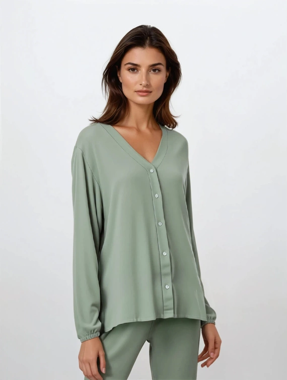 Piżama rozpinana Pure Harmony Momenti Per Me mint