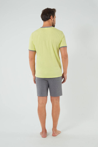 Piżama Męska krótki rękaw, spodenki Nikodem Italian Fashion - limonka