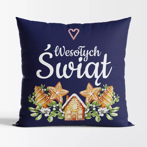 Poduszka świąteczna Pierniki Markizeta granatowy