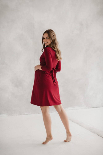 Sukienka ciążowa i do karmienia rękaw Loop 7/8 Milk&Love bordowy