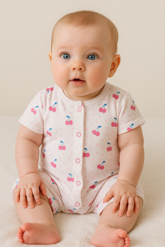 Rampers niemowlęcy Martex bawełniany wisienki | Pajacyk na lato dla niemowląt