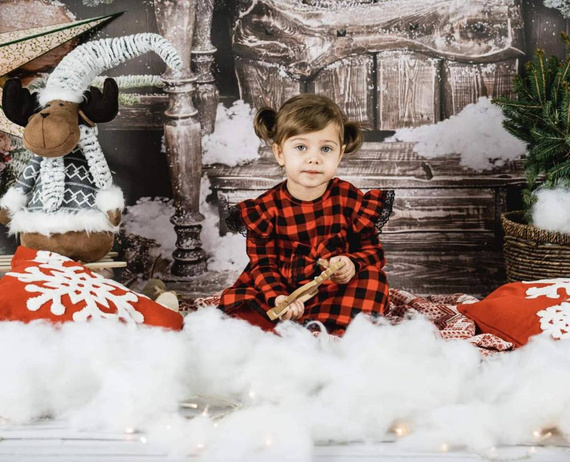 163556 Magia Świąt Sukienko-body + opaska Nicol - kratka: czarny, czerwony