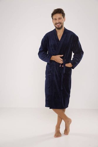 391 Hugo szlafrok męski De lafense - granatowy