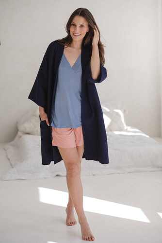 Bambusowe spodnie od piżamy ciążowej krótkie Moon Milk&Love herbaciana róża