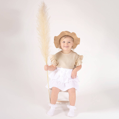 Muślinowa bluzka z krótkim rękawem 207052 Nicol- beżowa