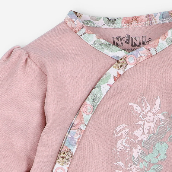 Body rozpinane z bawełny organicznej Magic Flowers Nini -różowe