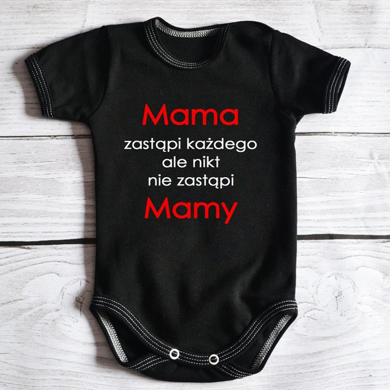 Body krótki rękaw "Mama zastąpi każdego, nikt nie zastąpi mamy" Moocha białe