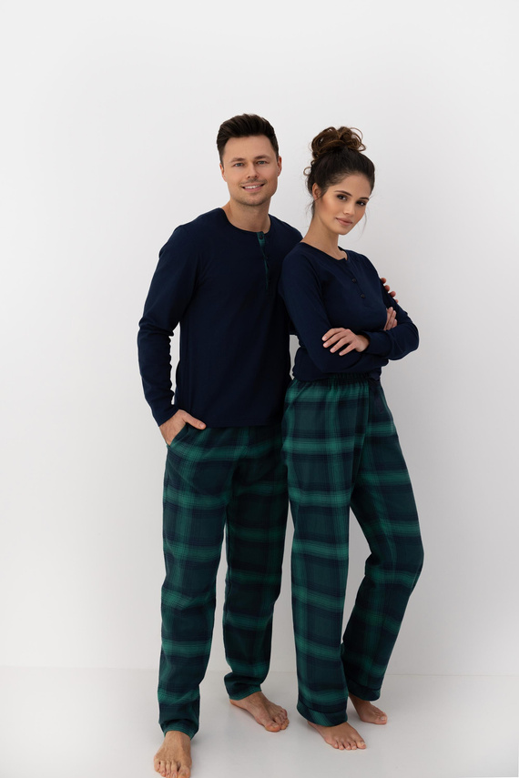 Sensis Luke – męska piżama bawełniana z długimi spodniami w kratkę