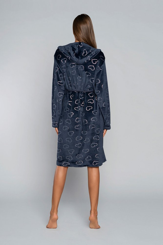 Szlafrok damski z kieszeniami Eliksir Italian Fashion - czerwony/druk