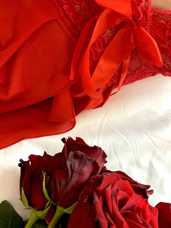 901 Agathe Halka Koszula nocna + szorty Forex - czerwony