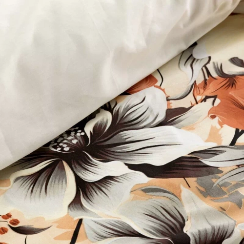 Pościel satynowa kwiaty Nika 51 Eurofirany żółty